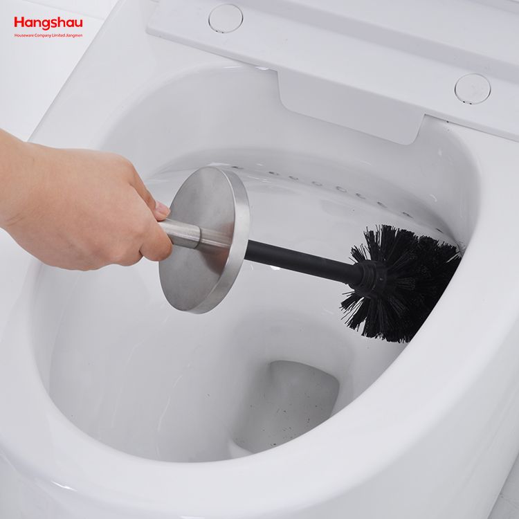 Escobilla de baño de pie de Metal con soporte, juego de limpieza de cepillo de plástico, inodoro de baño mate de acero inoxidable 