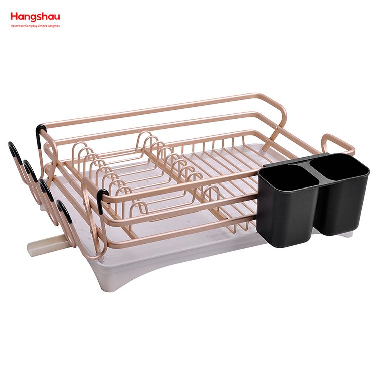  Estante para platos de aleación de aluminio sobre el organizador del fregadero Soporte de cocina Estante para platos Estante para platos para encimera Portavasos Secado de metal Estante para bandejas para platos de plástico 