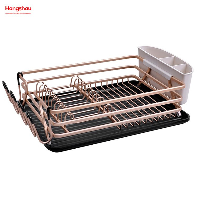  Estante para platos de plástico y secado de metal y aluminio, estante para platos de aleación sobre fregadero, organizador, soporte de cocina, estante para platos, estante para platos para encimera, portavasos 