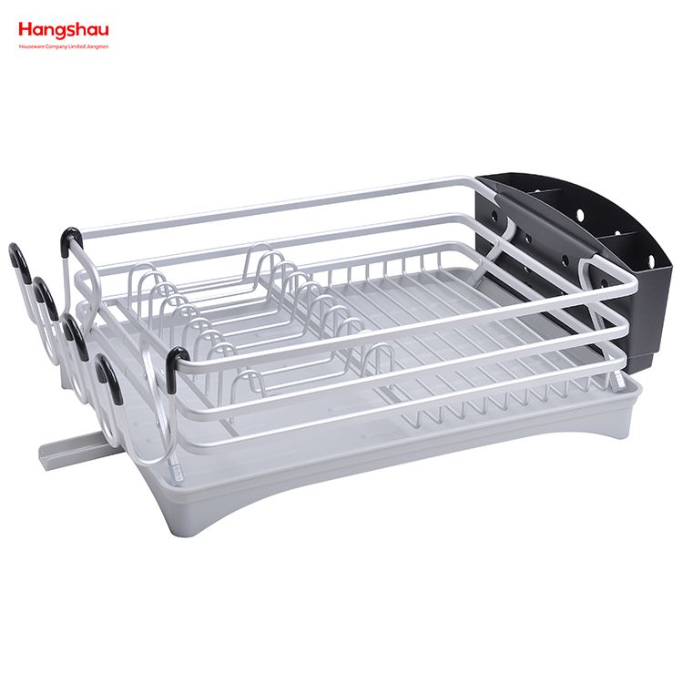 Estante para platos de cocina Portavasos Estante para platos de aleación de aluminio sobre fregadero Organizador Soporte Estante para platos Encimera Secado de metal Estante para bandejas de plástico 