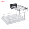 Bandeja de secado de Metal para platos, organizador de doble cubierta, estante para platos, almacenamiento de utensilios de cocina, aleación de aluminio 