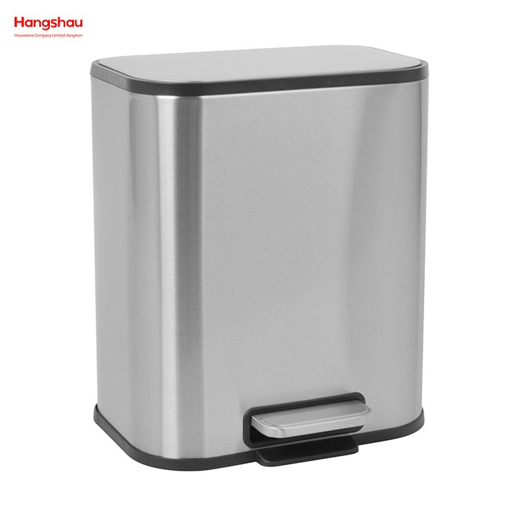 Bote de basura doble de gran capacidad para hotel de 5l, cubo de basura de acero inoxidable, cubo de basura con pedal de metal impreso personalizado
