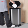Contenedor de basura con pedal de acero inoxidable 30l, artículos para el hogar modernos 410, con cierre de tapa, bote de basura redondo lento y silencioso