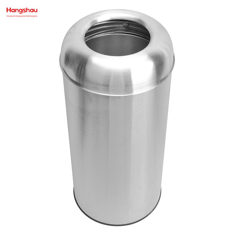 Contenedor de basura redondo con tapa abierta de acero inoxidable de 70 litros (con cubo interior) Contenedor de basura para jardín al aire libre cuadrado de hotel Bote de basura Contenedor de basura con tapa abierta emergente negro