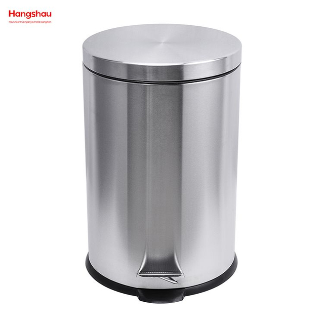 Contenedor de basura con pedal redondo de acero inoxidable de 20 litros, cubo interior para baño doméstico con pedal para uso en oficina y cocina, cubos de basura, cubo de basura