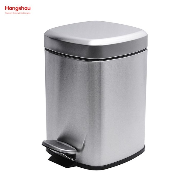 Cubo de basura con pedal de acero inoxidable cuadrado de 6 l, cubo de basura para hotel, cubo de basura con pedal de acero inoxidable con cubo de basura, basura para cocina, hotel, oficina, bote de basura