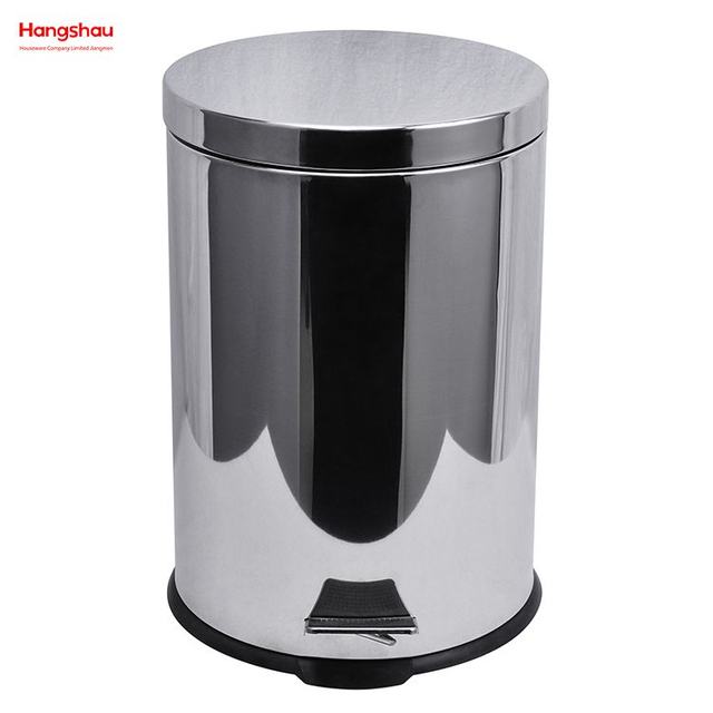 12L Hogar Cocina Baño Espejo Redondo Forma De Pulido Cierre Suave Papelera Cubo De Basura Polaco De Acero Inoxidable Bote De Basura Con Pedal Bote De Basura Bote De Basura