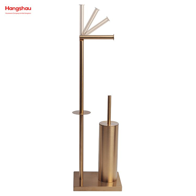 Aureate Laca Pulverización Independiente Escobilla De Baño De Acero Inoxidable Y Portarrollos De Pie Cepillado Y Antihuellas Laca Pulverización Portaescobillas De Metal 