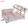 Bandeja para platos de secado de metal de doble cubierta, soporte para estante para platos, portavasos, almacenamiento de utensilios de cocina, estante para platos de aleación de aluminio sobre organizador para fregadero