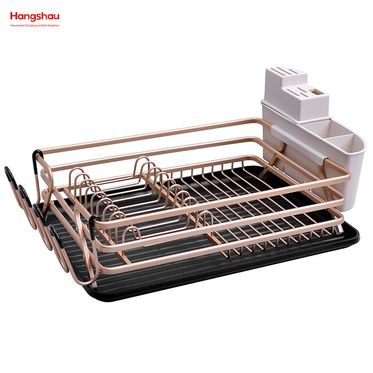  Estante para platos de plástico y secado de metal y aluminio, estante para platos de aleación sobre fregadero, organizador, soporte de cocina, estante para platos, estante para platos para encimera, portavasos 
