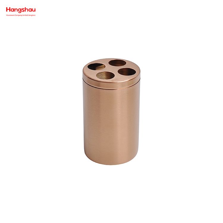 Accesorios de baño de oro rosa cepillado y electrónico Juego de lujo Dispensador de jabón familiar de lujo Soporte para cepillo de dientes Vaso Jabonera Soporte para cepillo de baño Cerámica 