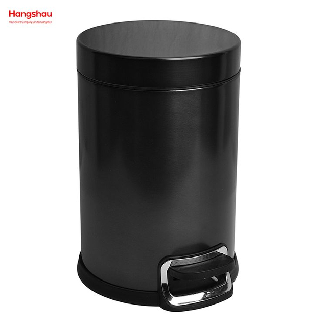 Bote De Basura Con Pedal De 3L De Acero Inoxidable Para Baño Doméstico Con Pulverización De Laca De Níquel Cepillado Y Negro Con Tapa Que Se Cierra Lenta Y Silencio Contenedor De Basura Redondo Contenedor De Basura