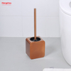 Cepillo de baño de pie de Metal cuadrado de lujo, inodoro de baño de acero inoxidable barnizado brillante con soporte, juego de limpieza de cepillo de plástico 