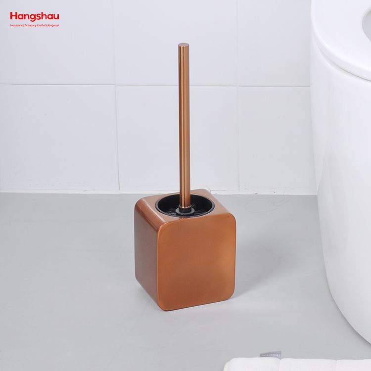 Cepillo de baño de pie de Metal cuadrado de lujo, inodoro de baño de acero inoxidable barnizado brillante con soporte, juego de limpieza de cepillo de plástico 