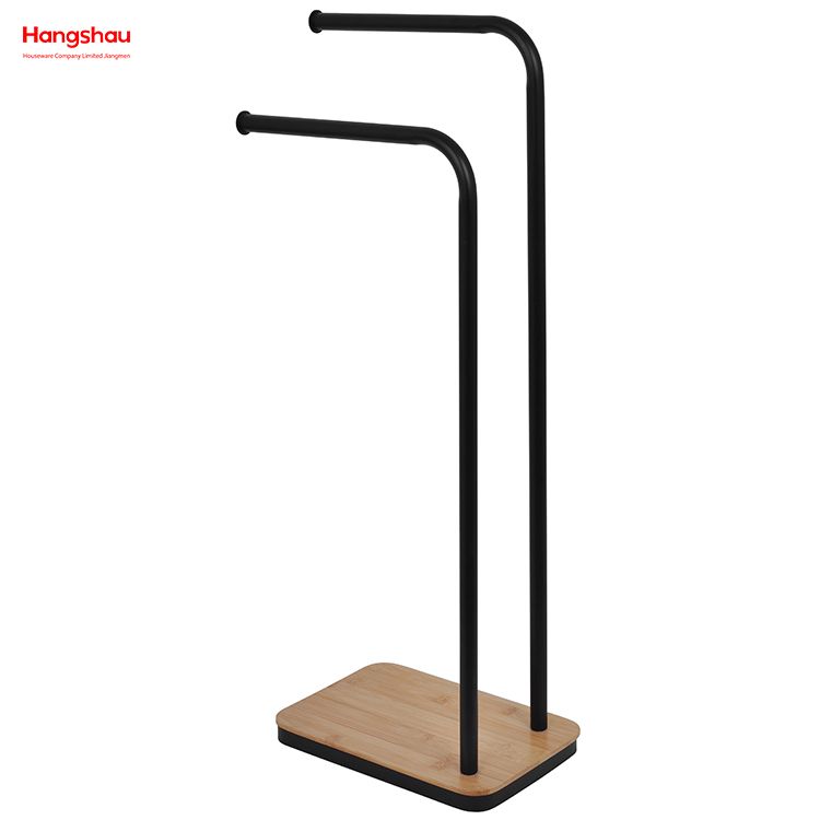 Estante de toallas de doble barra de hierro estante para toallas de baño de toallas de toalla de toalla de bambú de toallas de bambú