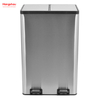 Hangsahu de 60 litros / 16 galones Rectangular manos libres de doble compartimento reciclaje de basura de basura de basura de cocina con tapa de cierre suave, acero inoxidable cepillado