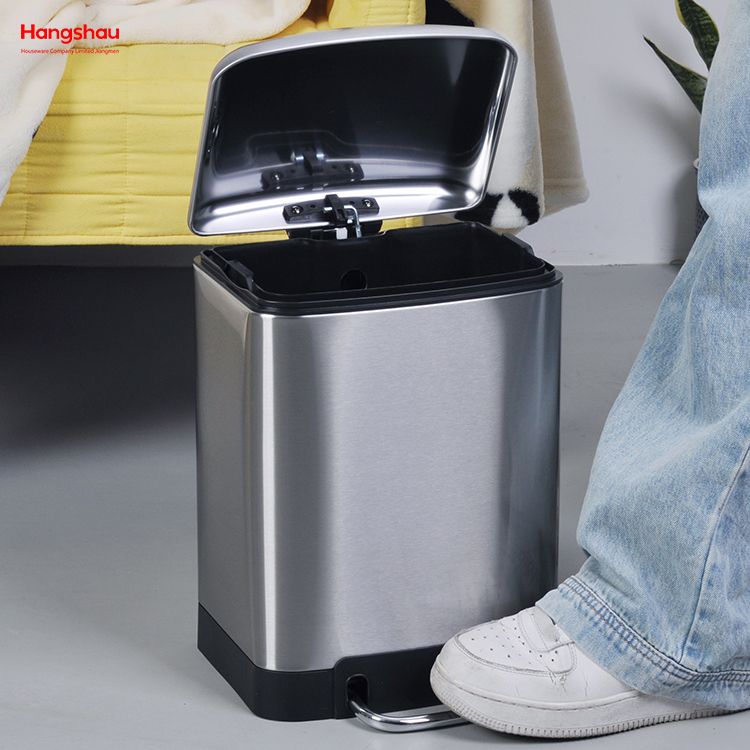 Papelera nórdica de acero inoxidable para el hogar, 6L, para Hotel, baño, papelera de Metal, papelera con Pedal, papeleras de reciclaje