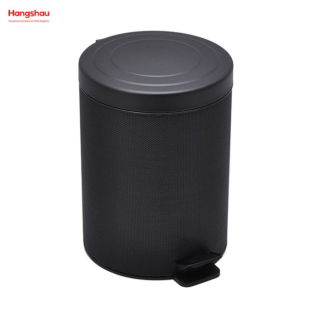 Contenedor de basura con pedal para el hogar, con recubrimiento en polvo redondo de 5L, para bote de basura interior, bote de basura para baño, cubo de basura de estilo moderno de Metal, PU PP