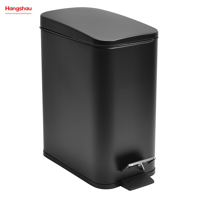 Bote de basura de baño cuadrado para el hogar de 5L para bote de basura interior Recubrimiento en polvo de metal Contenedor de basura Contenedores de polvo Pedal Cubo de basura de estilo moderno Bote de basura