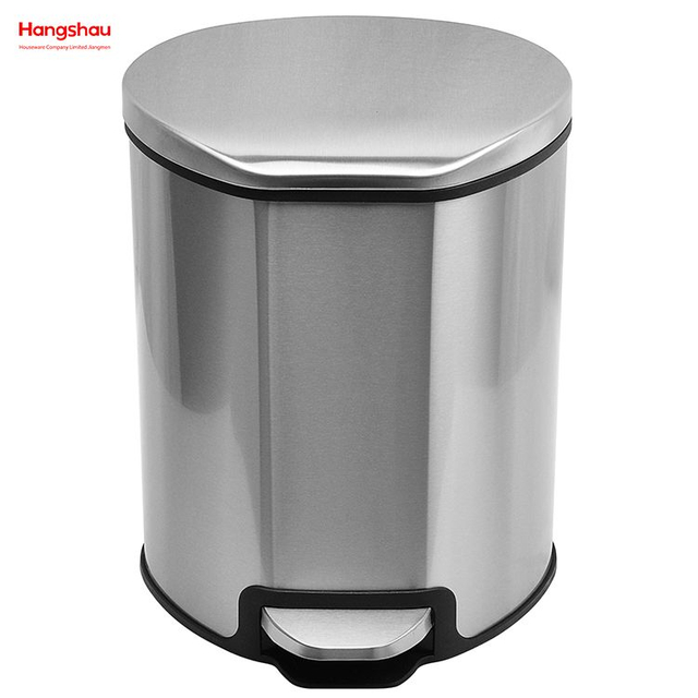 Contenedor de basura con pedal para baño doméstico de 12 litros con pedal para uso en oficina y cocina Contenedores de basura Bote de basura Contenedor de pedal redondo de acero inoxidable con dispositivo de cierre suave 