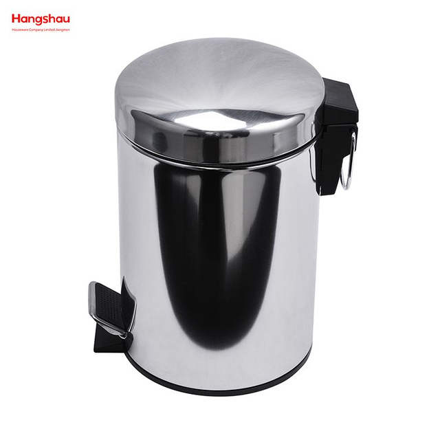 Contenedores de basura de cocina redondos pulidos para el hogar, cubo de basura de acero inoxidable con Pedal para espejo de baño, 3L