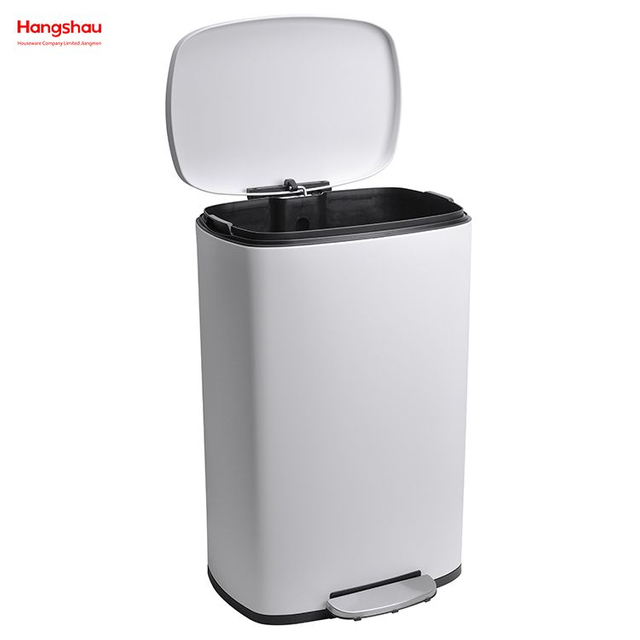 50L Hoteles Cafetería Cubo de basura con pedal rectangular colorido personalizado Vestíbulo de oficina de gran capacidad Contenedor de basura de basura de acero inoxidable para bote de basura de residuos de cocina 