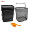 Cubo de agua para barbacoa para acampar al aire libre, cubo portátil, cubo de almacenamiento cuadrado de hierro, juego de playa, cubo de almacenamiento cuadrado de plástico, juegos de 3 piezas Cubo de carbón para barbacoa