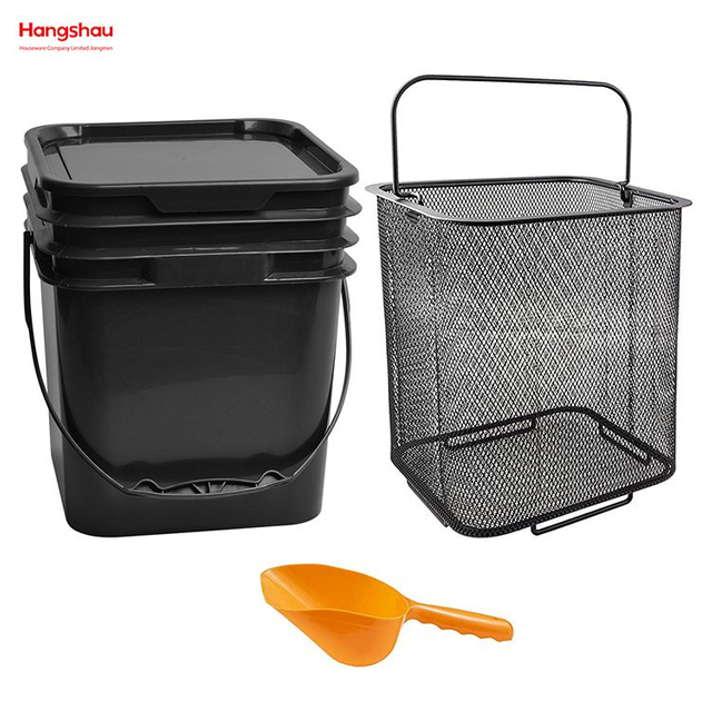 Cubo de agua para barbacoa para acampar al aire libre, cubo portátil, cubo de almacenamiento cuadrado de hierro, juego de playa, cubo de almacenamiento cuadrado de plástico, juegos de 3 piezas Cubo de carbón para barbacoa