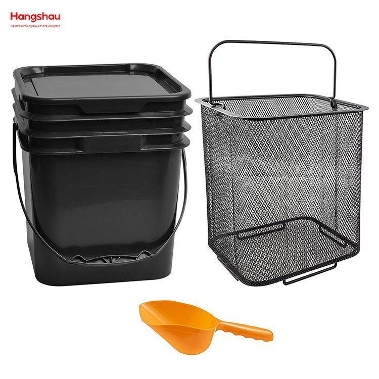 Cubo de agua para barbacoa para acampar al aire libre, cubo portátil, cubo de almacenamiento cuadrado de hierro, juego de playa, cubo de almacenamiento cuadrado de plástico, juegos de 3 piezas Cubo de carbón para barbacoa