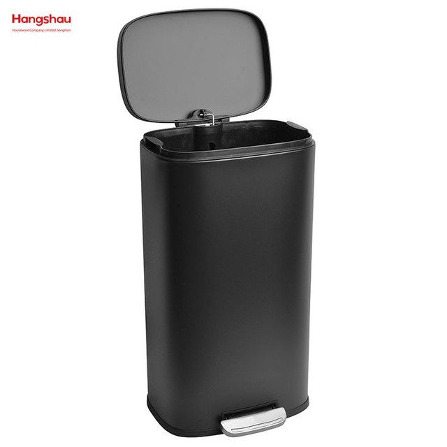 Contenedor de basura de acero inoxidable para vestíbulo de 30 litros para residuos de cocina Bote de basura de oficina Hoteles Cafetería Cubo de basura con pedal de cierre silencioso rectangular colorido personalizado 