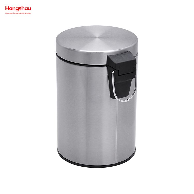 Cubo de basura con pedal redondo de acero inoxidable de 3 litros, cubo interior para baño doméstico, cubo de basura con pedal para uso en oficina y cocina, cubos de basura, cubo de basura