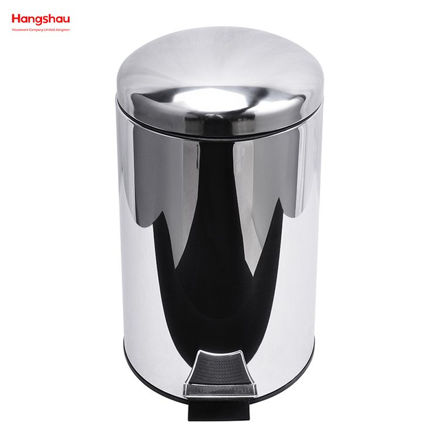 Bote de basura pulido de acero inoxidable de 12 litros con pedal Bote de basura Bote de basura Hogar Cocina Baño Espejo redondo Forma de pulido Bote de basura de cierre suave Bote de basura 