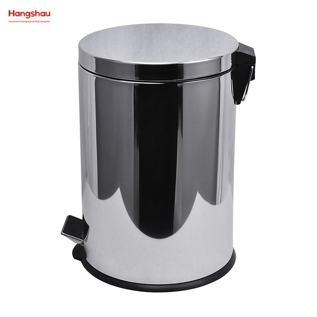 12L Hogar Cocina Baño Espejo Redondo Forma De Pulido Cierre Suave Papelera Cubo De Basura Polaco De Acero Inoxidable Bote De Basura Con Pedal Bote De Basura Bote De Basura