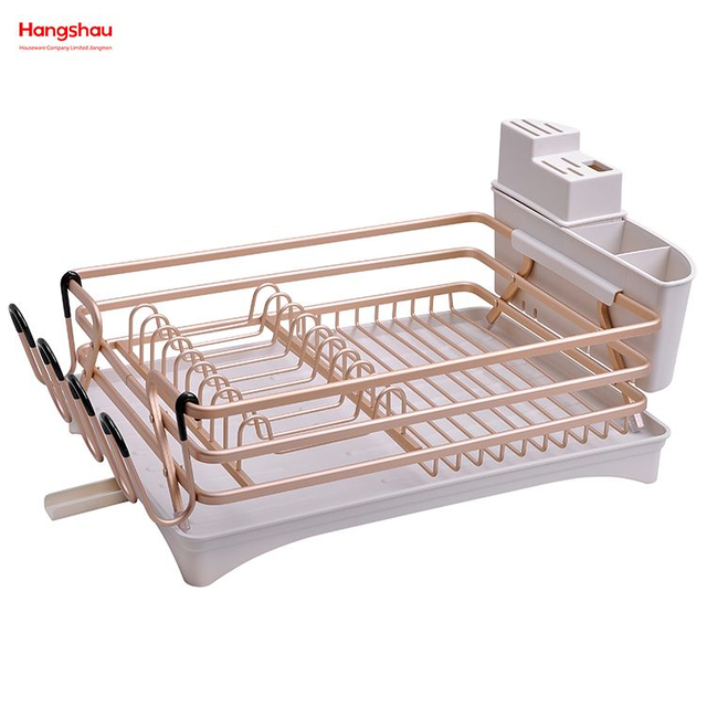  Estante para platos de aleación de aluminio sobre el organizador del fregadero Soporte de cocina Estante para platos Estante para platos para encimera Portavasos Secado de metal Estante para bandejas para platos de plástico 