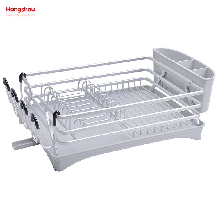 Estante para platos de cocina Portavasos Estante para platos de aleación de aluminio sobre fregadero Organizador Soporte Estante para platos Encimera Secado de metal Estante para bandejas de plástico 