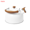 Tetera de té blanquecino, tetera con silbido para el hogar, tetera de agua caliente, simulación de mango de madera, pintura, tetera de agua de acero inoxidable