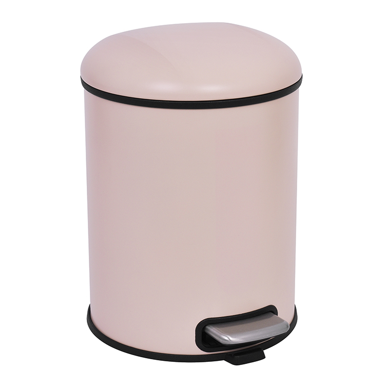 5L Bin de basura redonda de basura redonda de acero galvanizado para basura de la oficina de residuos de cocina puede colorido cubierta de polvo de pedal de pie de cierre silencioso