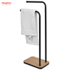 Estante de toallas de doble barra de hierro estante para toallas de baño de toallas de toalla de toalla de bambú de toallas de bambú