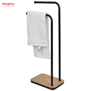 Estante de toallas de doble barra de hierro estante para toallas de baño de toallas de toalla de toalla de bambú de toallas de bambú