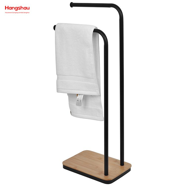 Estante de toallas de doble barra de hierro estante para toallas de baño de toallas de toalla de toalla de bambú de toallas de bambú