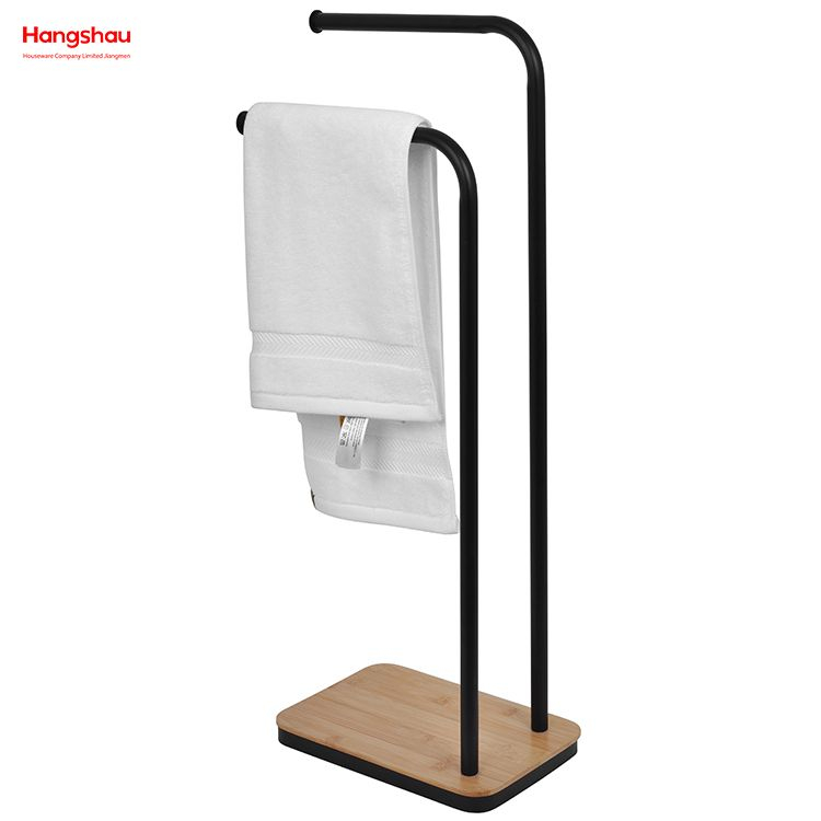 Estante de toallas de doble barra de hierro estante para toallas de baño de toallas de toalla de toalla de bambú de toallas de bambú