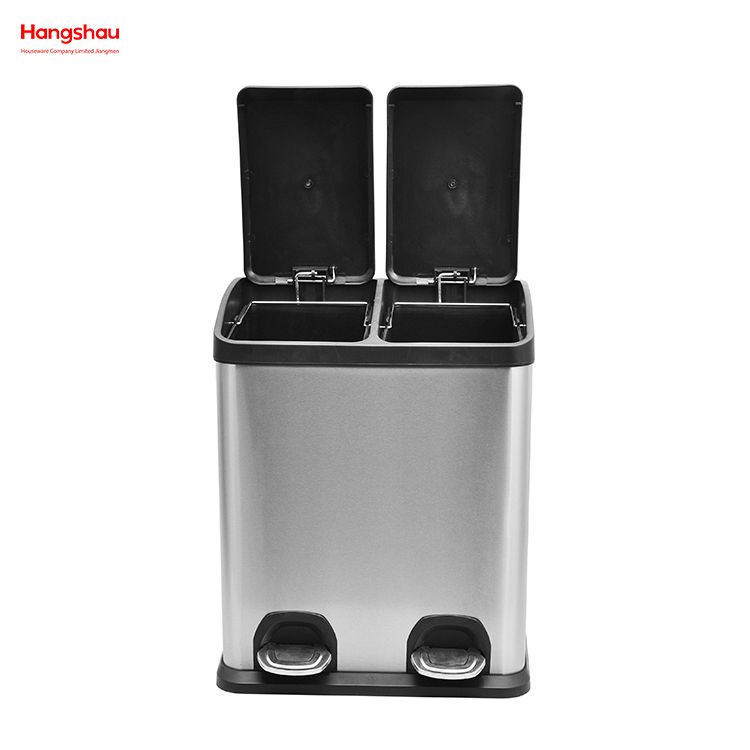 30L Cafetería Clasificación Contenedores De Basura Cocina Clasificación De Basura Residuos Exterior Acero Inoxidable Protección Del Medio Ambiente Clasificación Bote De Basura