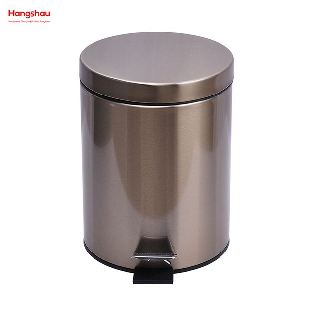 Cubo de basura con Pedal redondo para el hogar y dormitorio, de acero inoxidable, 5L, para oficina, baño, cubo de basura Simple, cubo de basura con Pedal redondo