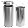Contenedor de basura redondo con tapa abierta de acero inoxidable de 70 litros (con cubo interior) Contenedor de basura para jardín al aire libre cuadrado de hotel Bote de basura Contenedor de basura con tapa abierta emergente negro