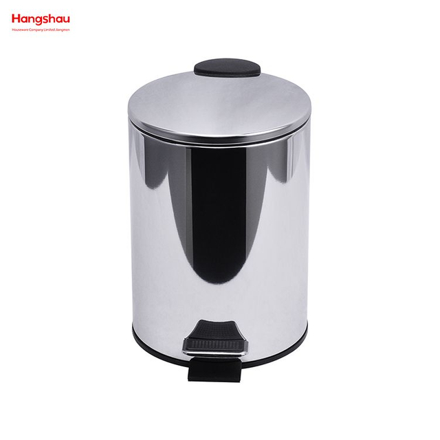 Cubo de basura con Pedal para espejo de baño de 3L, cubo de basura de acero inoxidable para pulir el hogar, cubos de basura redondos para cocina 