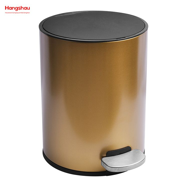 Cubo de basura con Pedal para baño de 7L, cubo de basura con Pedal de acero inoxidable con forma redonda operada, cubo de basura para alimentos para cocina interior