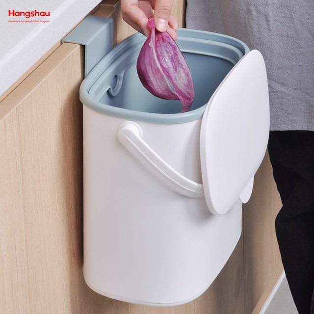 Contenedor de basura de 5L, contenedor de basura de acero inoxidable montado en la pared para cocina y baño, contenedor de abono de alta calidad