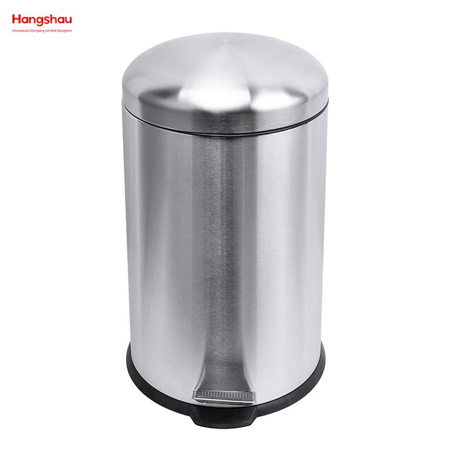 Contenedor de basura con pedal redondo de acero inoxidable para el hogar de 20 litros B Contenedores de basura Cubo de basura Cubo de basura con pedal interior para uso en oficina y cocina