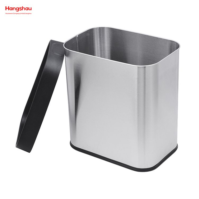 Cubo de basura con tapa abierta de acero inoxidable de 13L, cubo de basura cuadrado con apertura de barra de cocina para el hogar, cubo de basura Simple sin tapa 