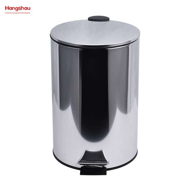 Bote de basura pulido de acero inoxidable para el hogar, cocina, baño, 12L, con Pedal, espejo redondo, forma de pulido, cierre suave 